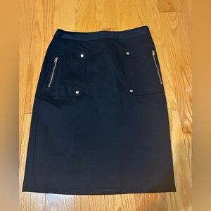 Forever 21 Navy Pencil Skirt with Gold Accents
